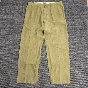 Vintage J Crew Pants Men 36x30 Green Linen Trousers Oarsman Lightweight